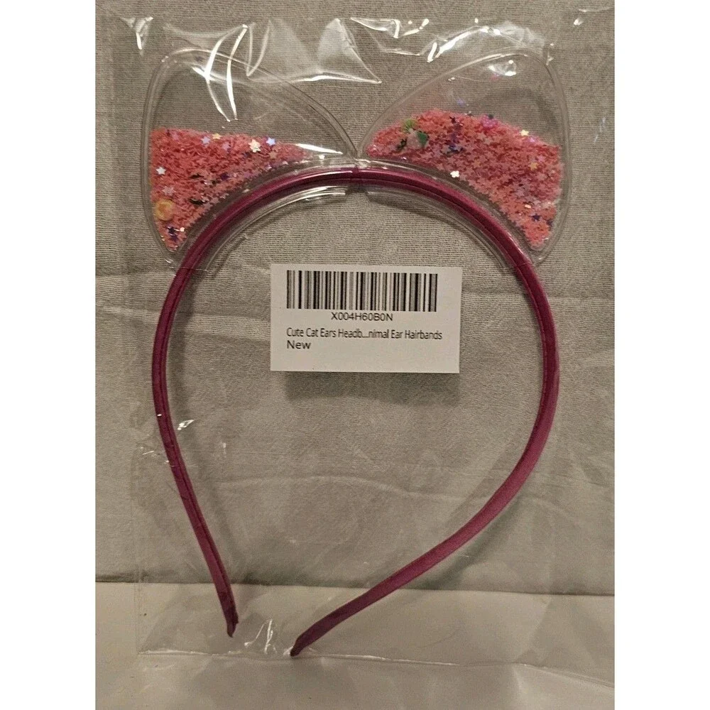 Cat Ears Headband Pink Glitter Confetti